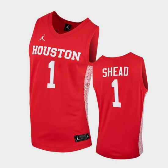 Men Houston Cougars Jamal Shead Replica Red College Basketball Jersey